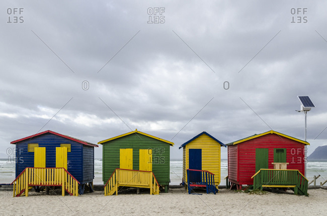 Colorful changing rooms, Muizenberg, Cape Town, Western Cape, South Africa, Africa
