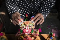 This is a tiger portrait. This menacing tiger have great orange eyes. stock  photo