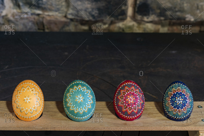 Colorful Sorbian Easter eggs in studio