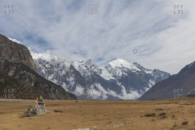 Stupa on the plateau at Samagaon in Nepal