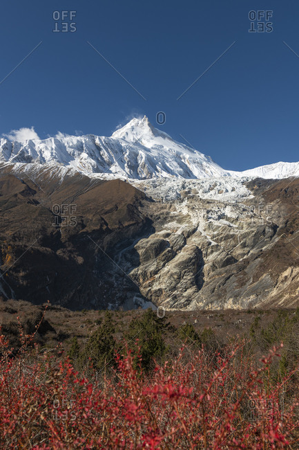 View of the Manaslu (8,156 m) in Nepal