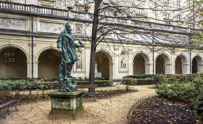 December 6, 2019: The Jardin du palais Saint Pierre in the musee des Beaux-Arts de Lyon. The garden belonged to the old Benedictine abbey and was designed in the XVI century. In 1884 it was finally reformed. Lyon has been a UNESCO World Heritage Site since 1998.