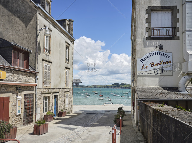May 4, 2019: View of one of the three ports of Douarnenez in Brittany, where boats are moored.