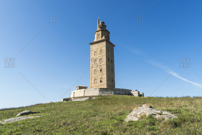 Spain, north coast, Galicia, A Coruna, Hercules tower, landmark, Unesco World Heritage