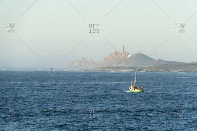 Spain, north coast, Galicia, Costa da Morte, Muxia, fishing boat