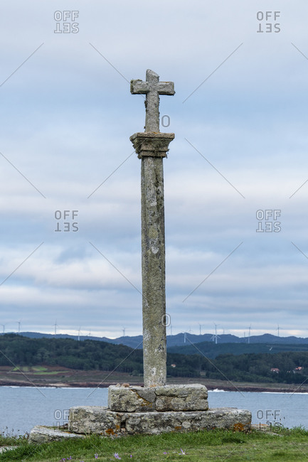 Spain, north coast, Galicia, Costa da Morte, Muxia, place of pilgrimage, cross