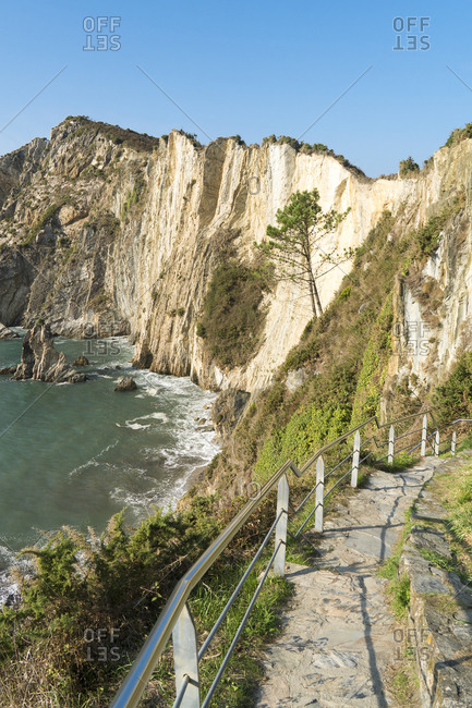 Spain, north coast, Asturias, coastline, rocks, Playa del Silencio, hiking trail
