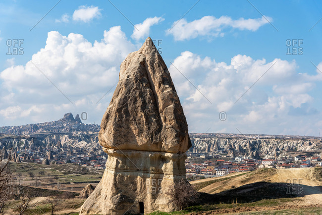 Beautiful landscape of ancient geological formation in Cappadocia valley, Turkey