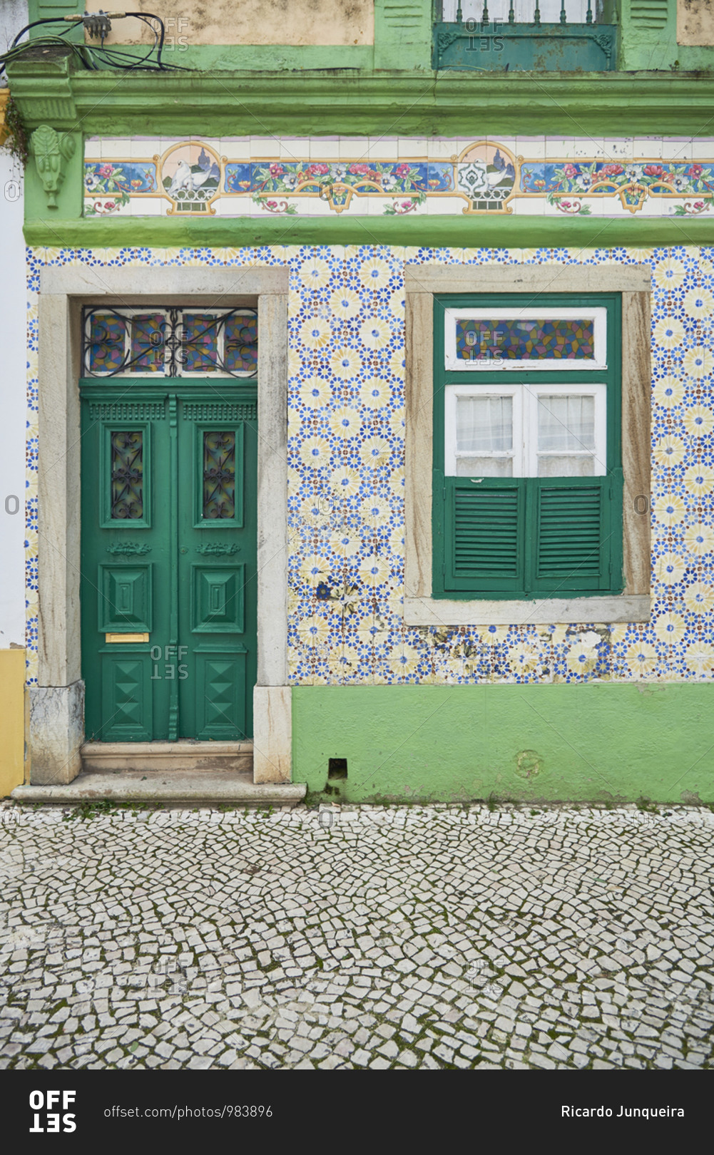 Home with Moorish tile around window and door in the Alcochete municipality near Lisbon