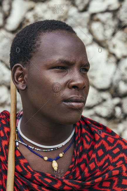 Maasai Man portrait in front of the sea