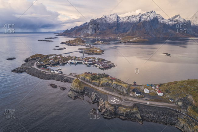 Reine village environment from an aerial point of view