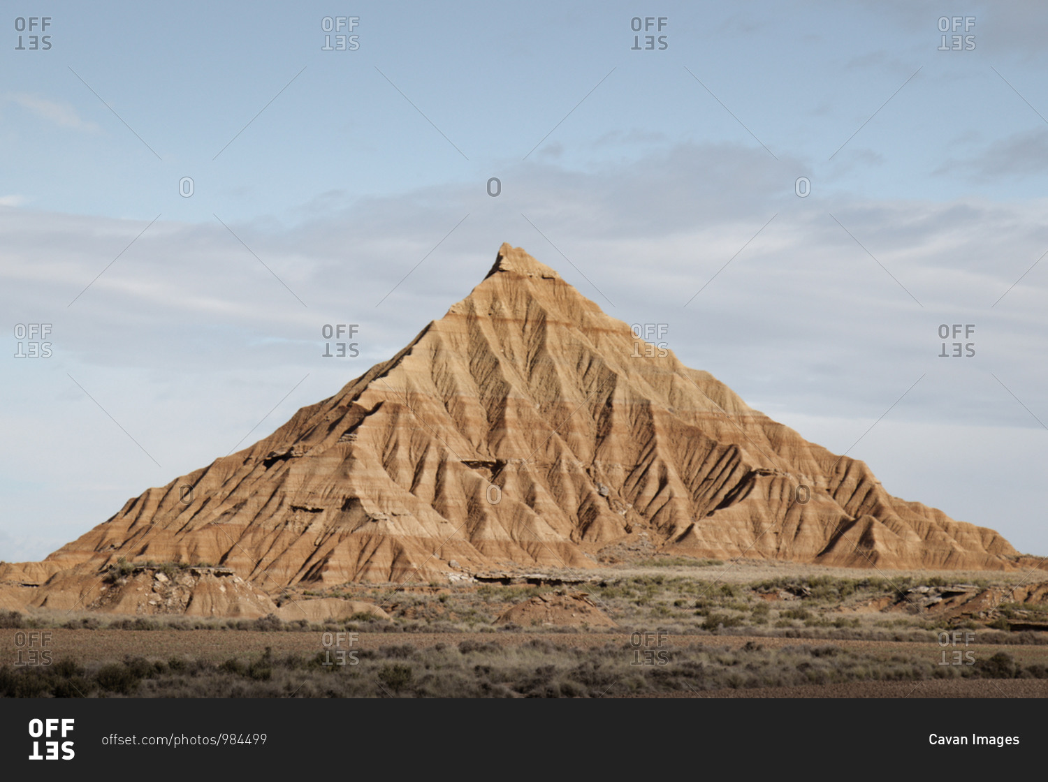 Imposing mountain of sand in the middle of the desert