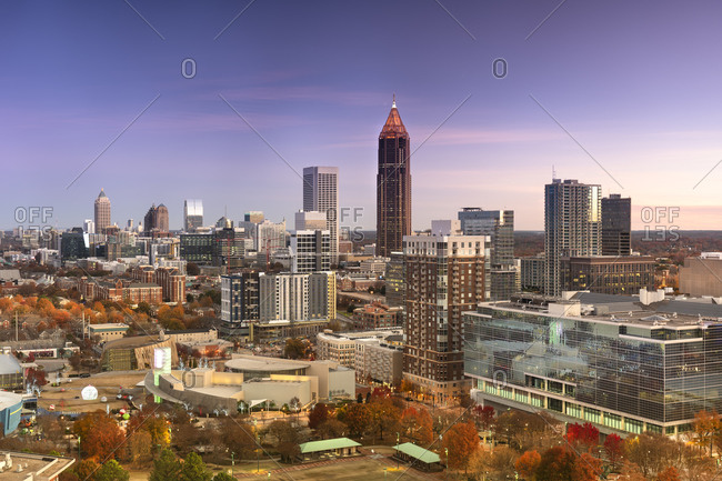 Atlanta, GA, United States - November 28, 2019: Atlanta Georgia downtown city skyline