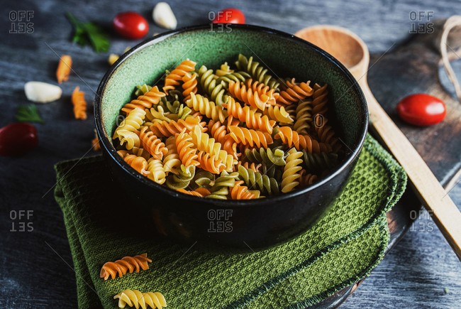 Homemade pasta and tomatoes food photography