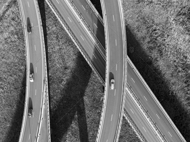 Bird's eye view of the traffic on the roadway