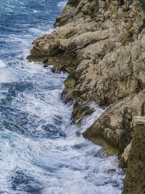 Rocky sea coast of Sorrento, Italy