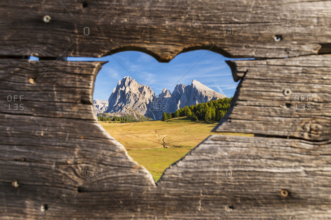 Heart at Seiser Alm Alpe di Siusi, Dolomites, Veneto, Italy, Europe