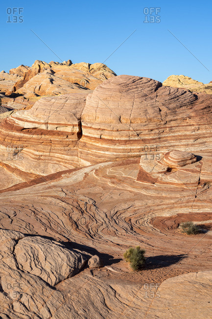 Red rock formations at Fire Wave, Valley of Fire State Park, Nevada, Western United States, USA