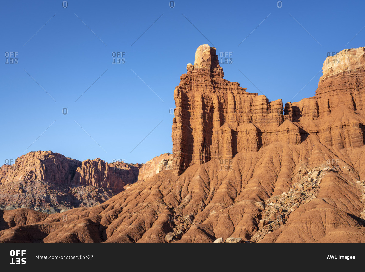 Low angle view of Chimney Rock, Capitol Reef National Park, Utah, Western United States, USA