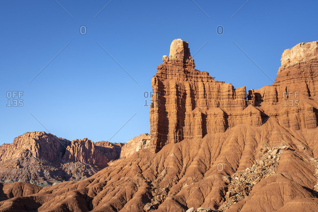 Low angle view of Chimney Rock, Capitol Reef National Park, Utah, Western United States, USA