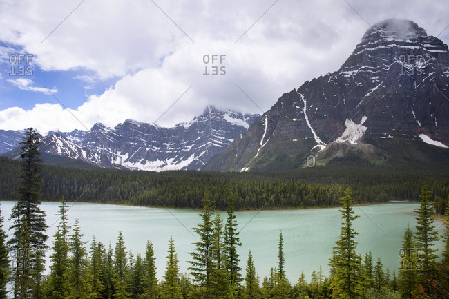 Bow Lake and Bow Mountain in the Canadian Rockies, Banff National Park, British Columbia, Canada