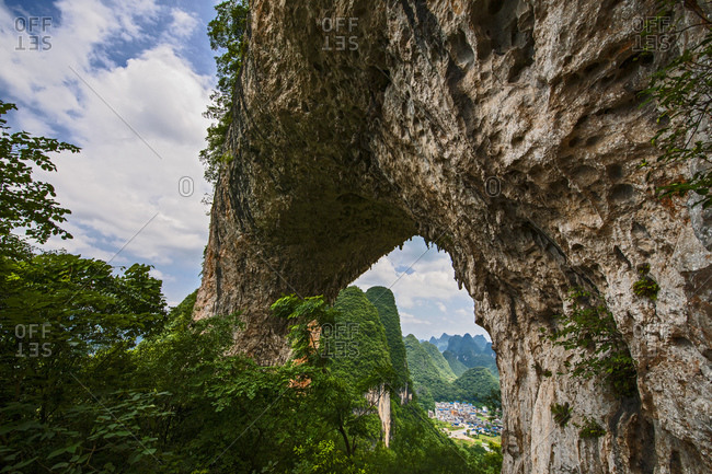 The iconic Moon Hill limestone arch close to Yangshuo