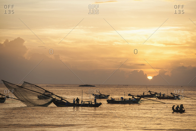 Da Nang, Da Nang, Vietnam - November 21, 2015: fishing boats off the coast of Vietnam
