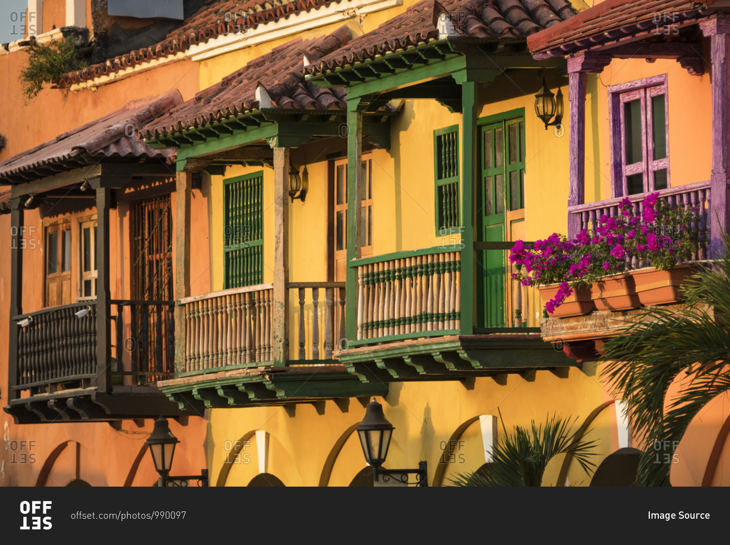 Historic houses with colorful balconies in Cartagena