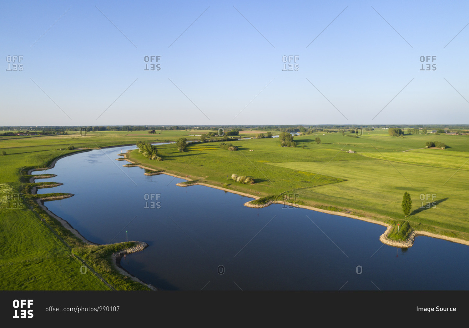 High angle view of Ijssel river, The Netherlands.