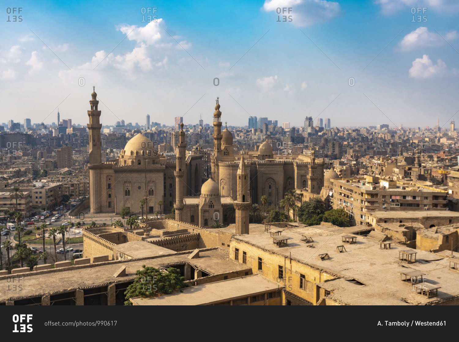 Egypt- Cairo- Salah El Deen Square with Mosque-Madrassa of Sultan Hassan and Al Refaai Mosque