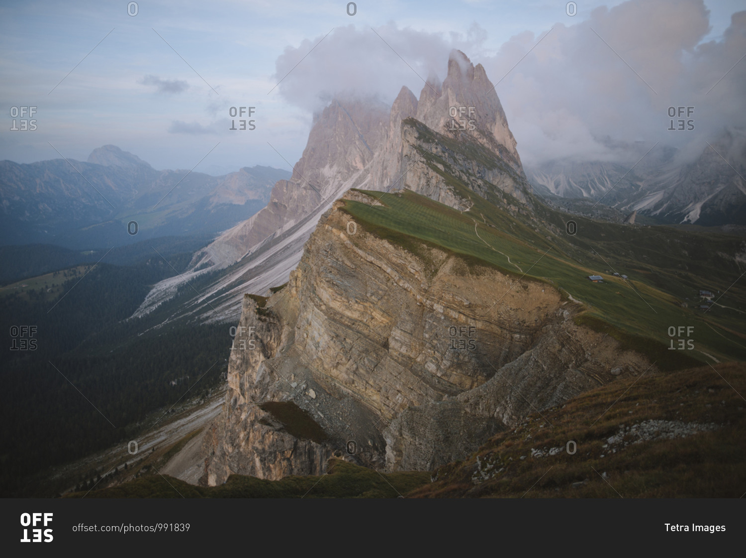 Italy, Dolomite Alps, Seceda mountain, Scenic view of Seceda mountain in Dolomite Alps