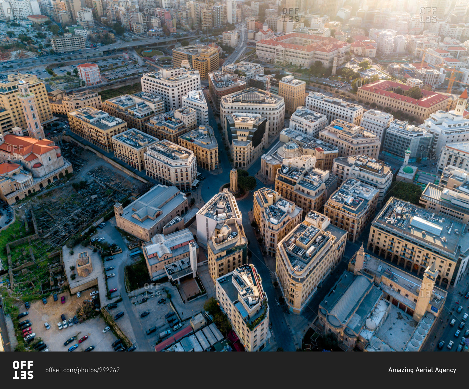 Aerial view of Beirut downtown, Lebanon.