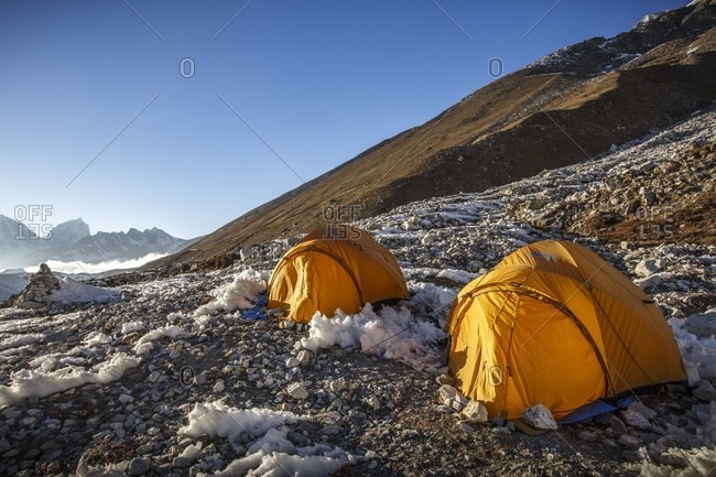 Tents at Island Peak Base Camp in Nepal's Khumbu Region.
