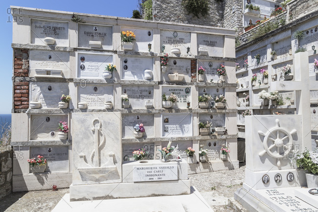 June 1, 2019: Cemetery, Portovenere, La Spezia district, Liguria, Italy