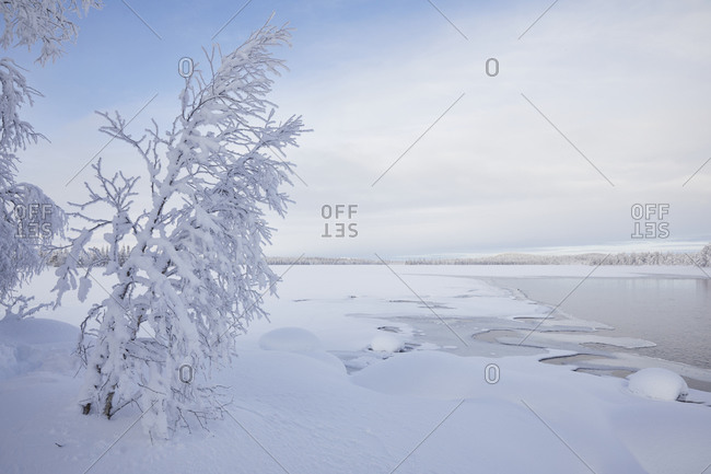 Finland, Lapland, winter, landscape, lake
