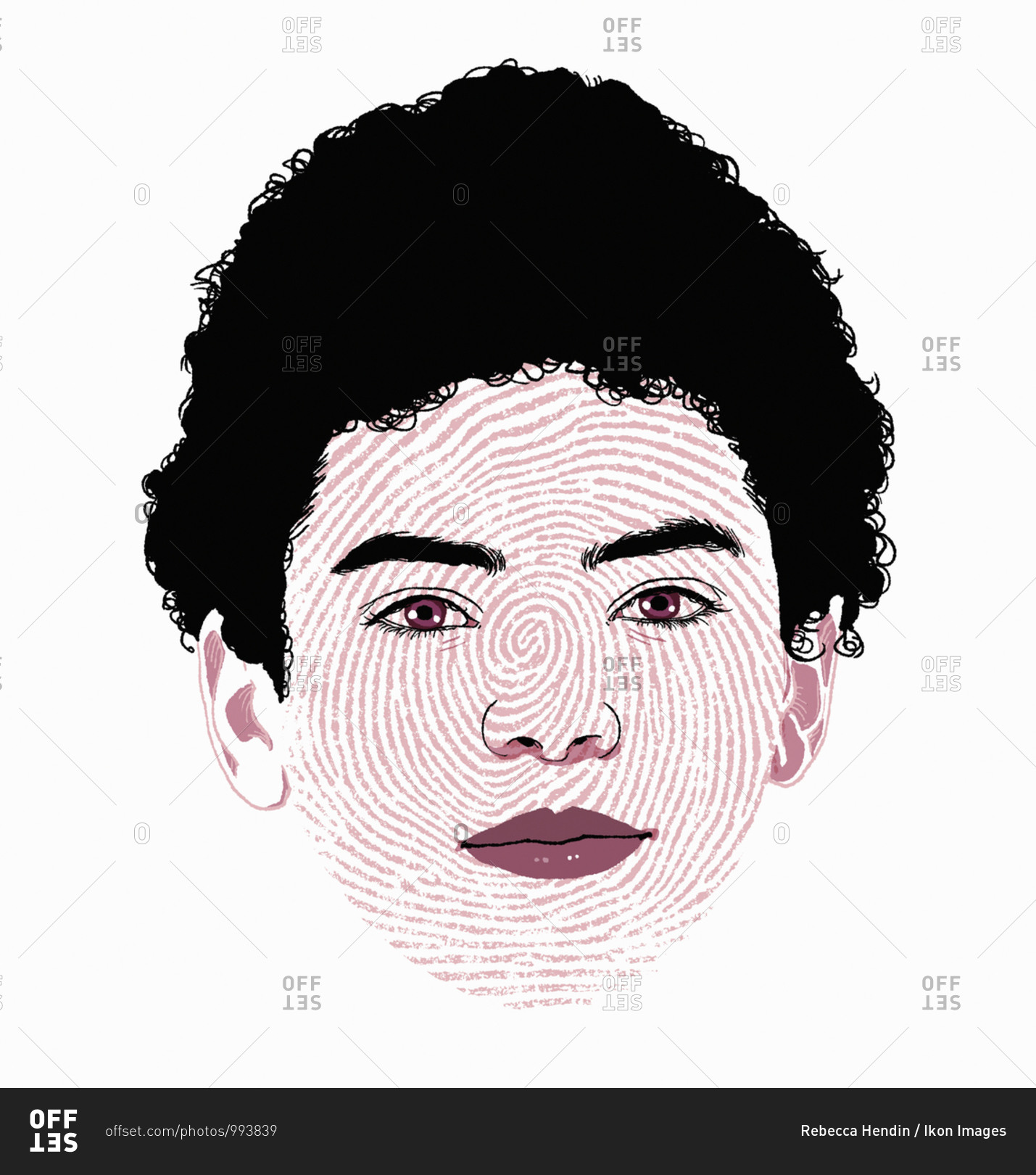 Fingerprint over boy\'s face, identity concept