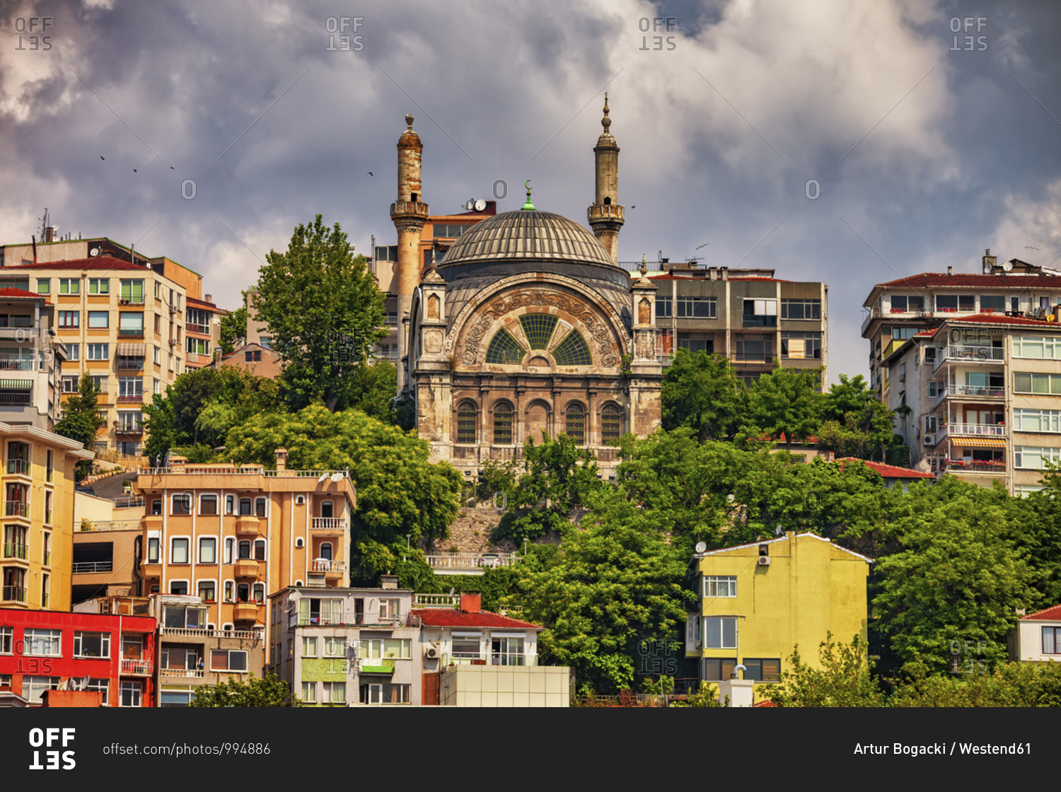 Turkey- Istanbul- Cihangir Mosque and houses in Beyoglu district