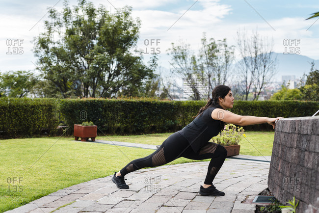 Young woman during workout outdoors