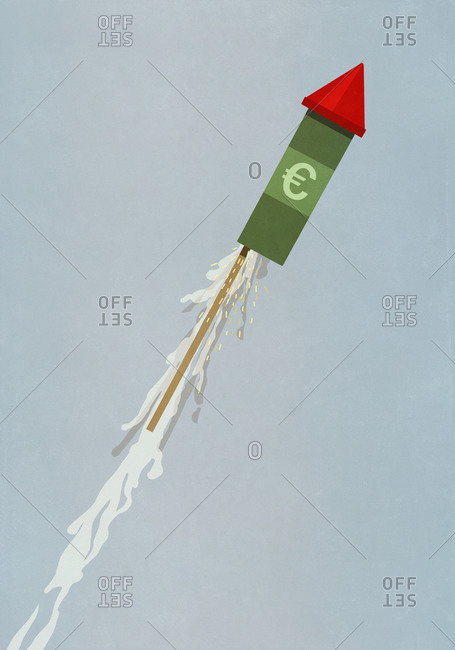 Euro rocket ascending into the sky
