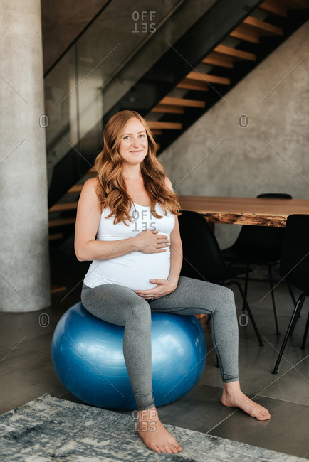 Pregnant woman on exercise ball