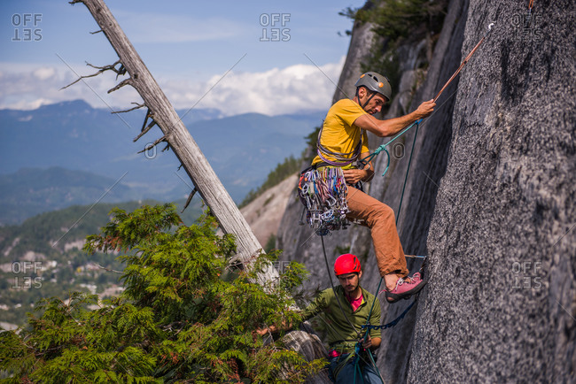 Friends trad climbing, Squamish, Canada