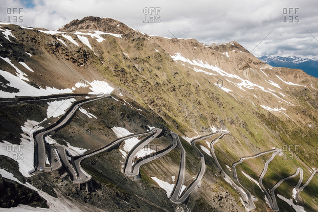 Serpentine mountain road, Passo di Stelvio, Trentino, Italy
