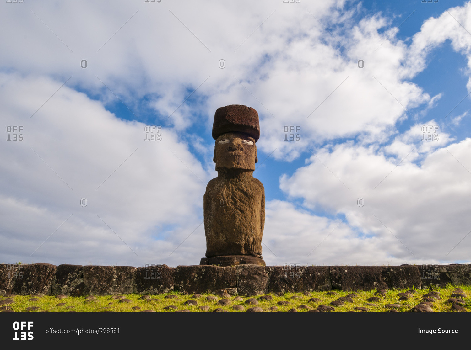 Ahu Ko Te Riku, a giant moai stone statue at the Tahat Archaeological Complex, Rapa Nui, Easter Island, Chile