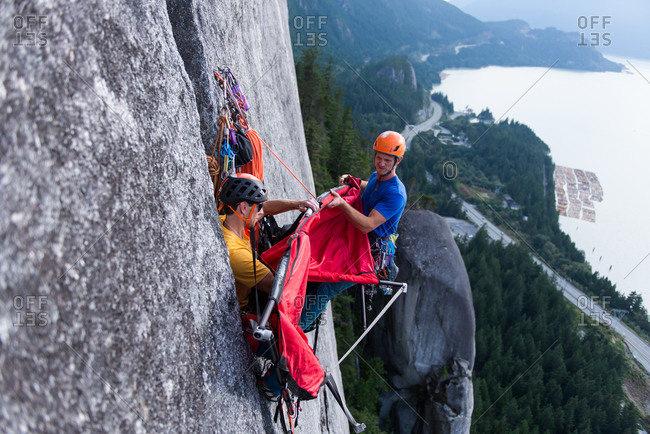 Big wall climbing with portaledge, Squamish, British Columbia, Canada