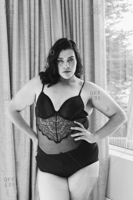 Beautiful Plus Size Model In Lingerie Stock Photo, Picture and