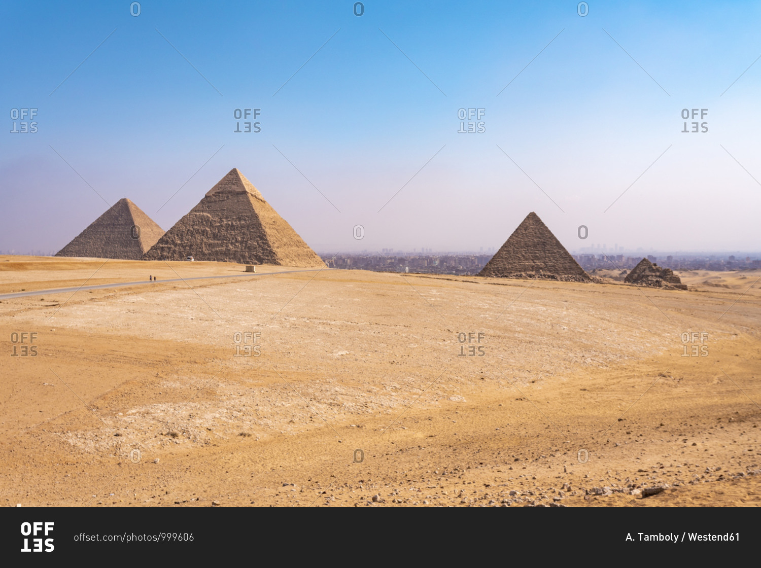 Egypt- Giza Governorate- Giza- Clear sky over Giza Pyramids