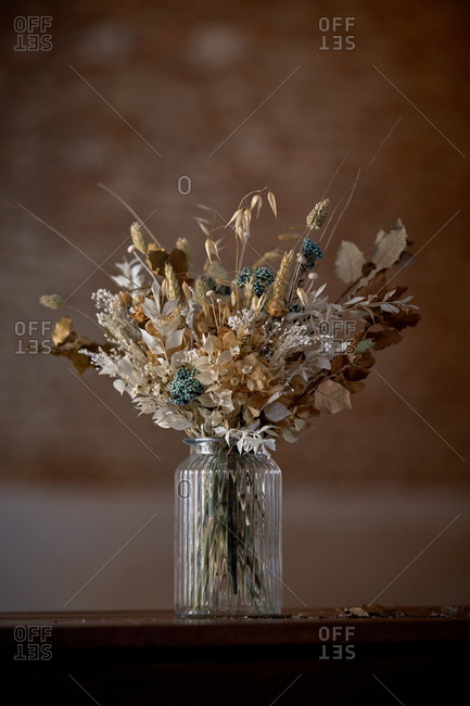 Dried Flowers in Glass Bottle Vase — STILL WATERS FARM AND GARDENS