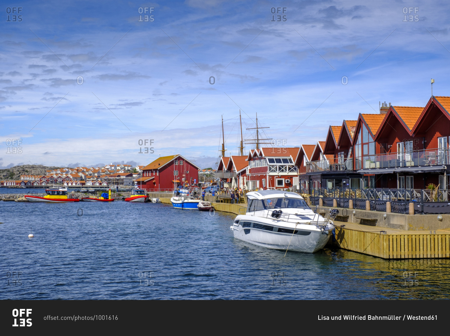Sweden- Vastra Gotaland County- Skarhamn- Marina of coastal town