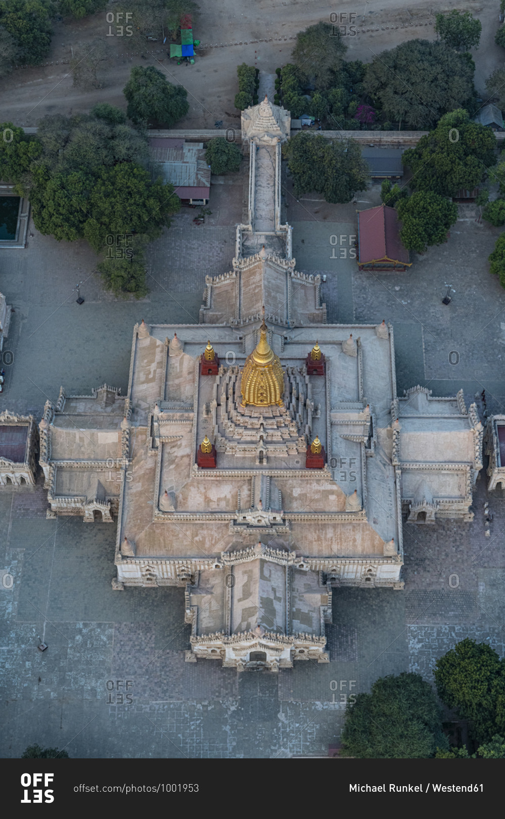 Myanmar- Mandalay Region- Bagan- Aerial view of Ananda Temple