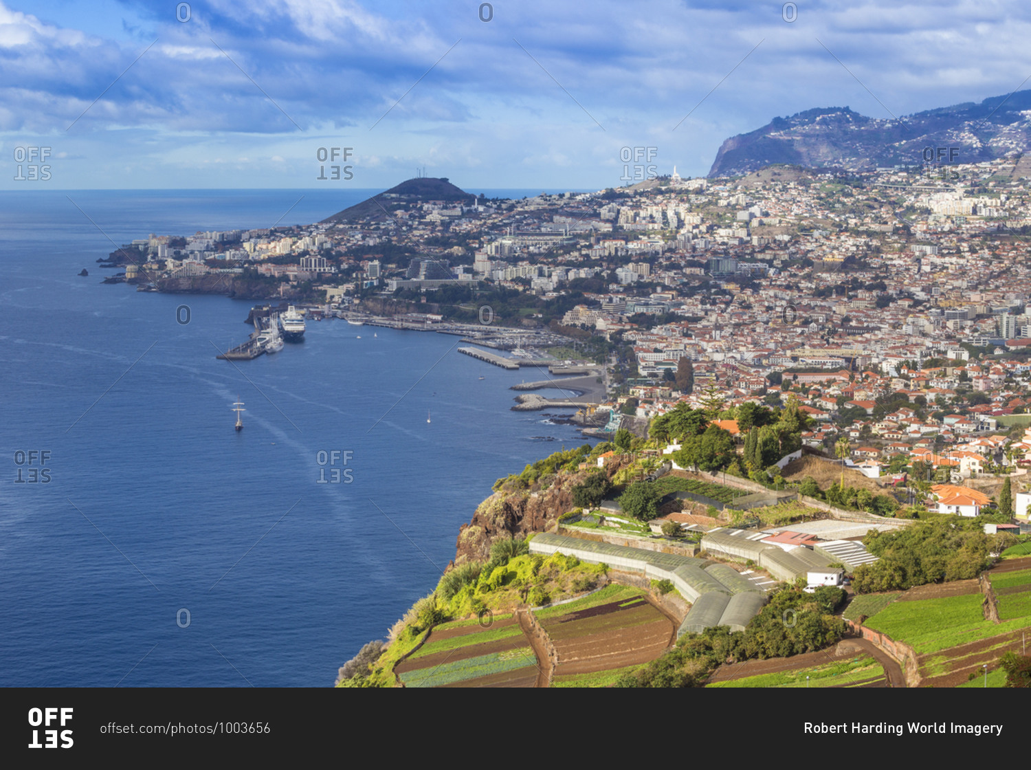 View of Funchal looking towards harbor, Funchal, Madeira, Portugal, Atlantic, Europe